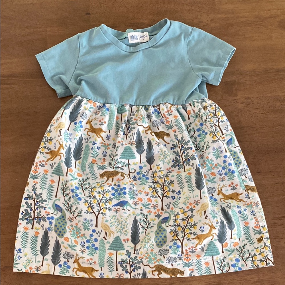 Kids Blue and Multicolor Animal Print Dress